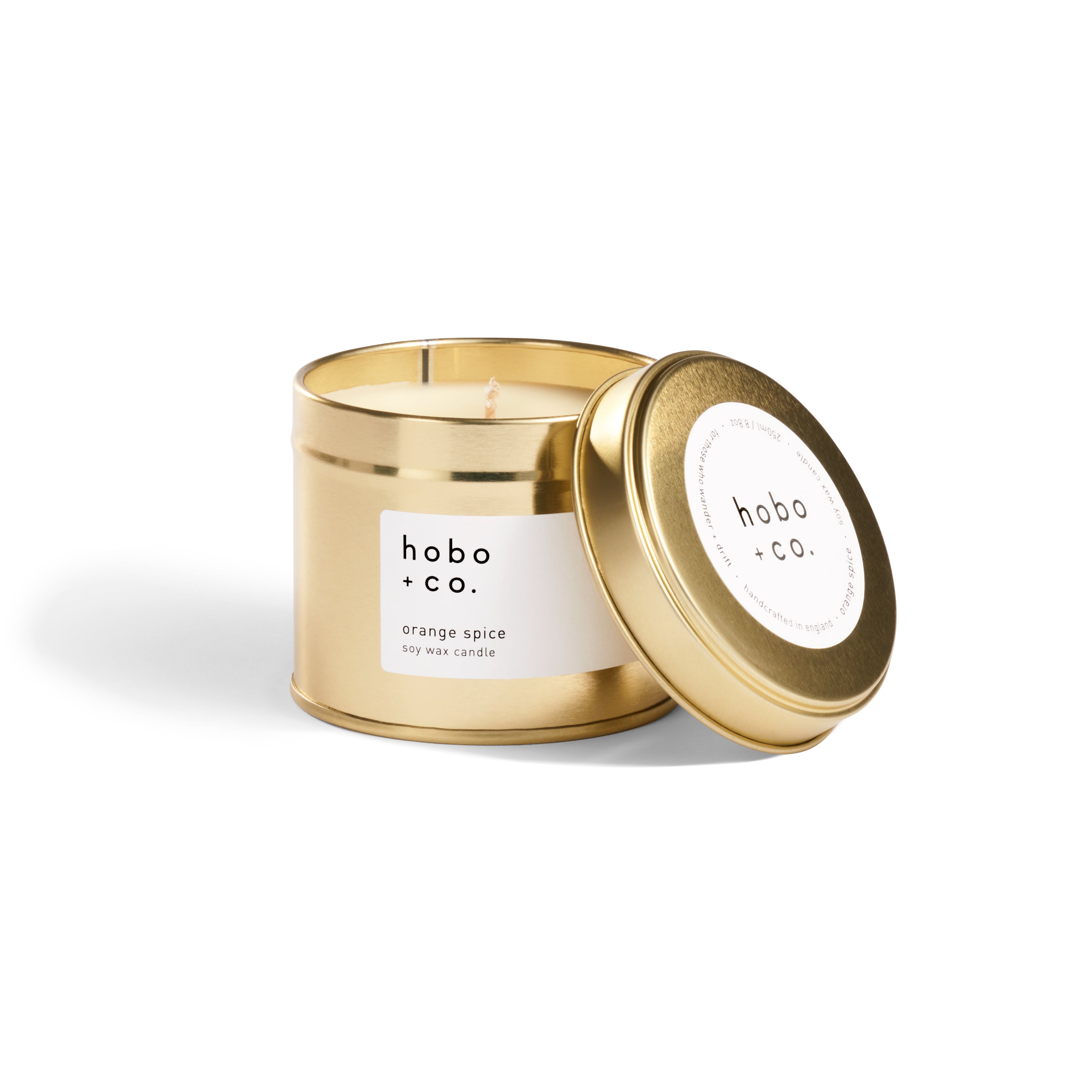 Large Gold Tin Orange Spice Candle from Hobo and Co.